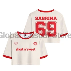 Sabrina Carpenter Short n' Sweet Merch Crop Top Female Navel Tee Short Sleeve Streetwear Women 's T-shirt