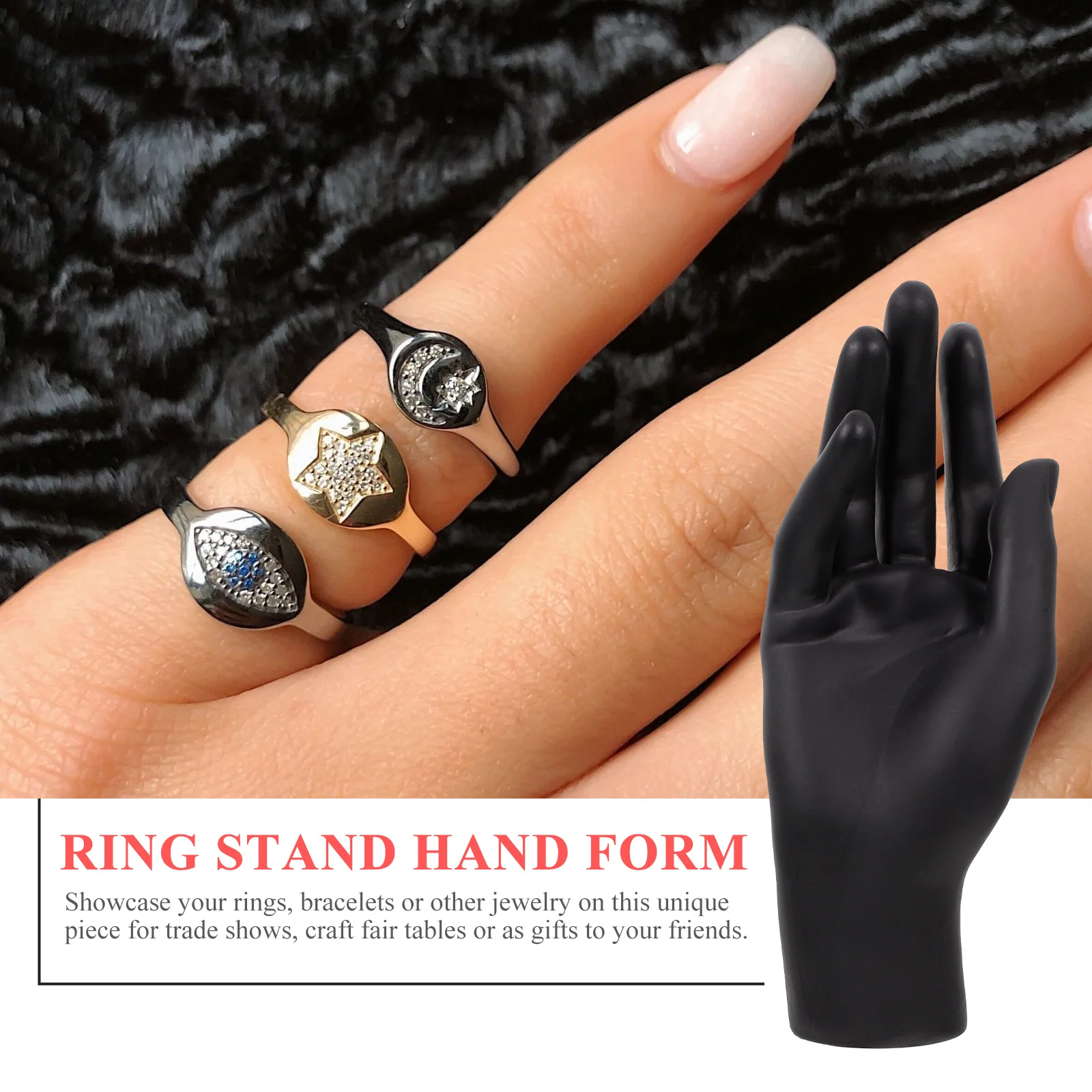 1Pcs Plastic Jewelry Hand Holder Stand Ring Bracelet Display Rack for Shop Desktop Showcase Organizer Ring Stand