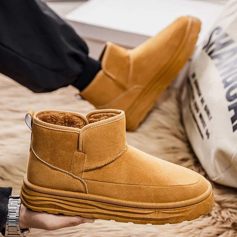 Winter New Men's Snow Boots, Fleece Lined Thickened Anti-slip Warm Bread Shoes, Cold-proof Outdoor Cotton Shoes
