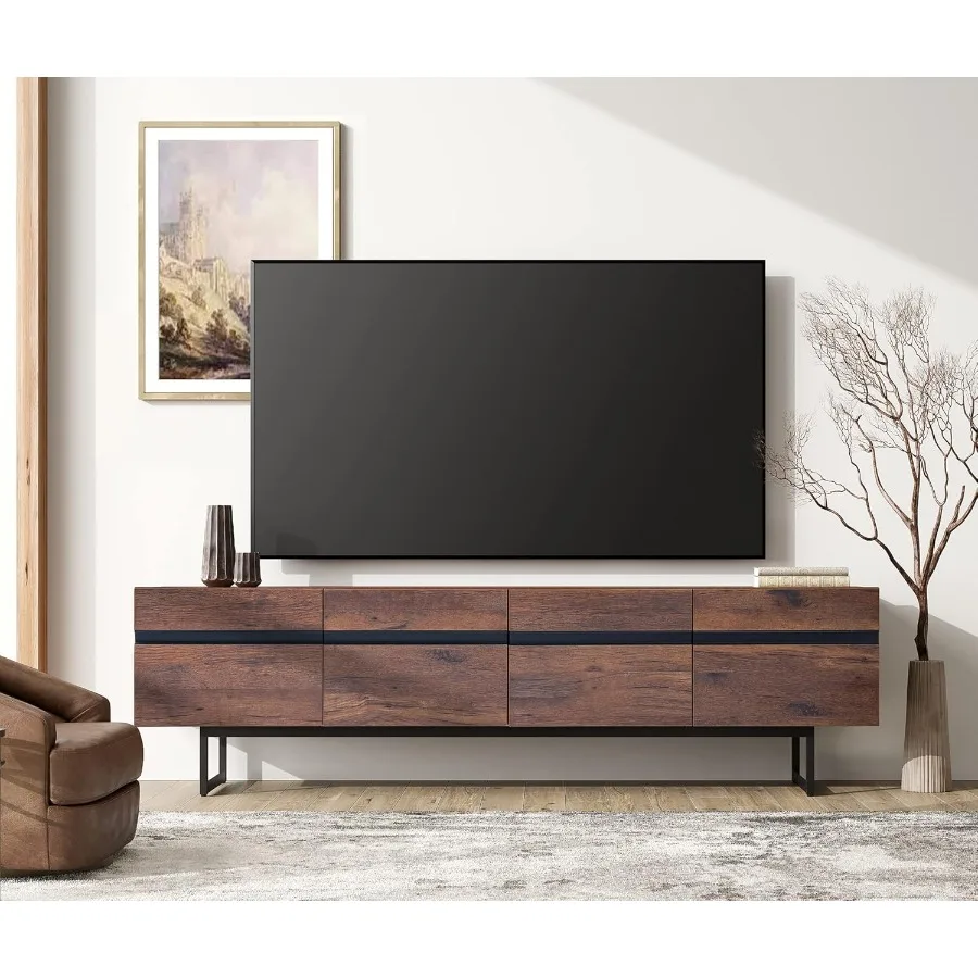 Modern TV Stand for up to 75 inch TV Wood Entertainment Center TV Console Table with Storage Cabinets Media Console for Living