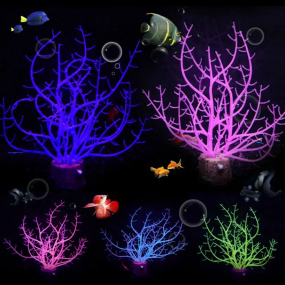 Fish Tank Coral Plants Underwater Ornament Silicone Glowing Artificial Coral Aquarium Simulation Noctilucence Coral