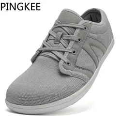 PINGKEE Unisex Wide Toe Barefoot Shoes For Men Zero Drop Men's Original Casual Trekking Trail Running Mesh Breathable Sneakers