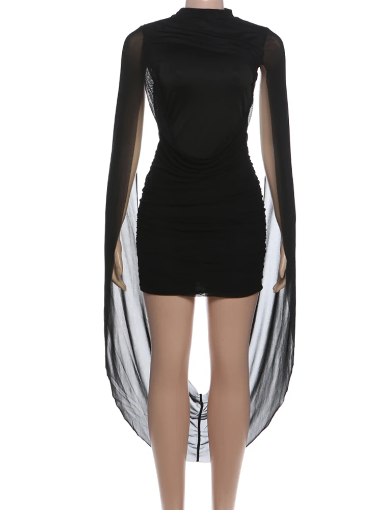 Sisterlinda Modisches Minikleid für Damen, sexy O-Ausschnitt, Netzband-Dekoration, ärmellos, schmal geschnitten, pfirsichfarben, für Abschlussball, Party, elegant, figurbetont – Detail 3