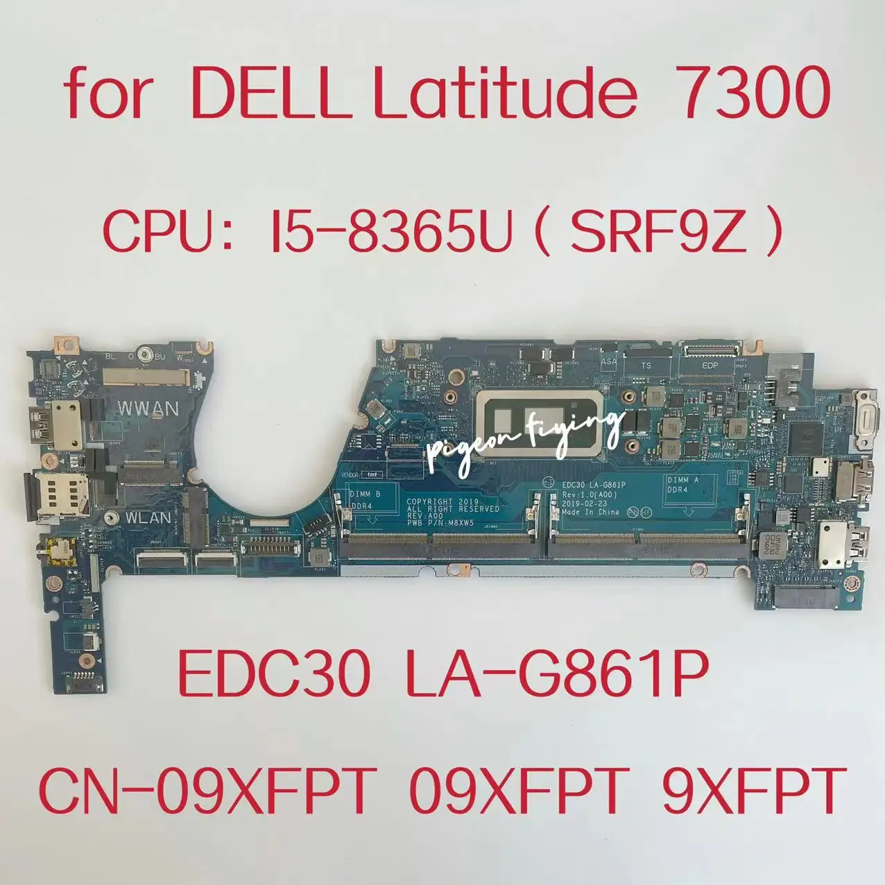 EDC30 LA-G861P Mainboard For Dell Latitude 7300 Laptop Motherboard CPU:I5-8365U SRF9Z DDR4 CN-09XFPT 09XFPT 9XFPT 100% Test OK