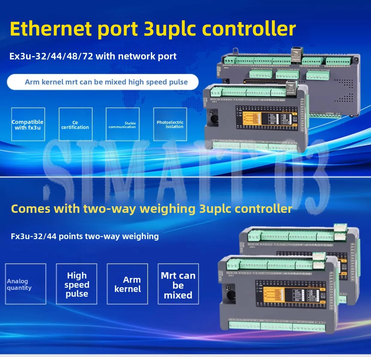 FX3U-72MR/MT PLC Controller - 40ch DC24V NPN Input & Relay/Transistor Output (Industrial Automation)