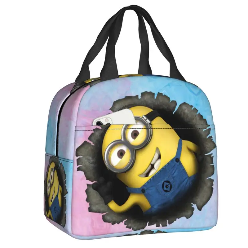 Custom Minions Cartoon Movies Resuable Lunch Boxes Waterproof Thermal Cooler Food Insulated Lunch Bag School Children Student