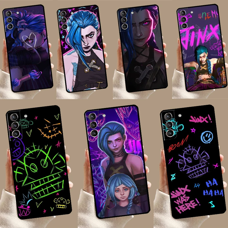 Anime Arcane Jinx Case For Samsung Galaxy S23 S24 Ultra S8 S9 S10 S22 Plus Note 10 20 Ultra S20 S21 FE Cover