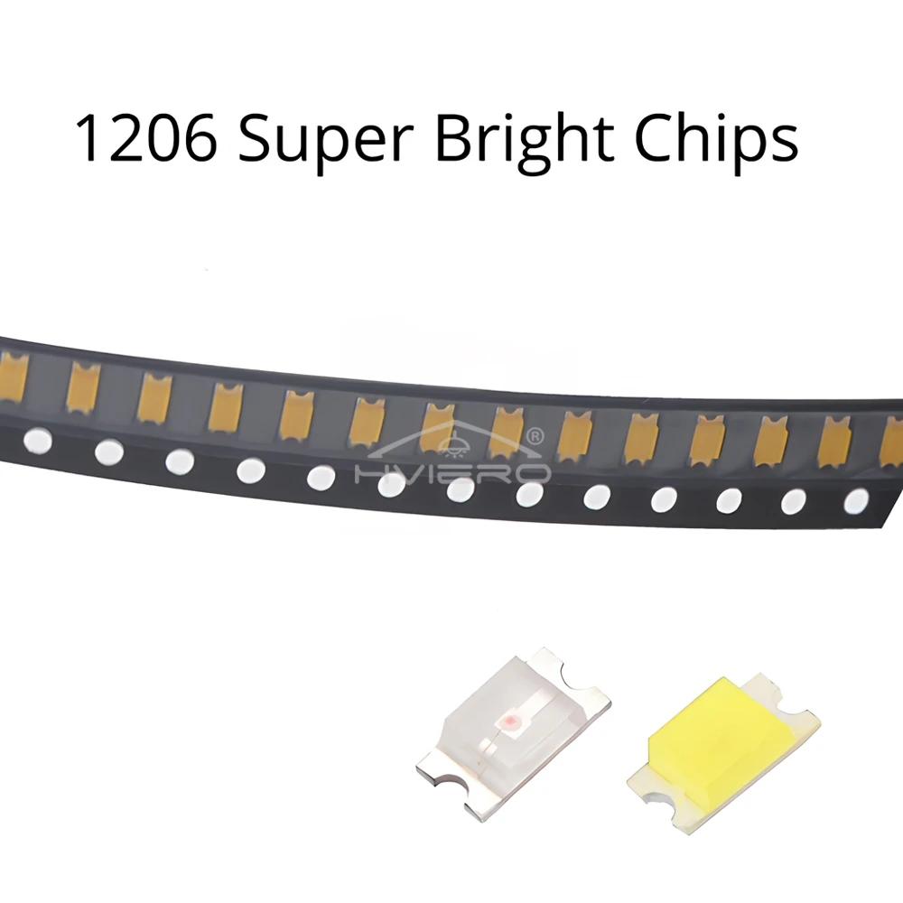 10/100X 1206 SMD SMT 20MA LED Chip White Red Green Blue Yellow Pink Orange Super Bright DIY Lamp Light-emitting Diode Patch