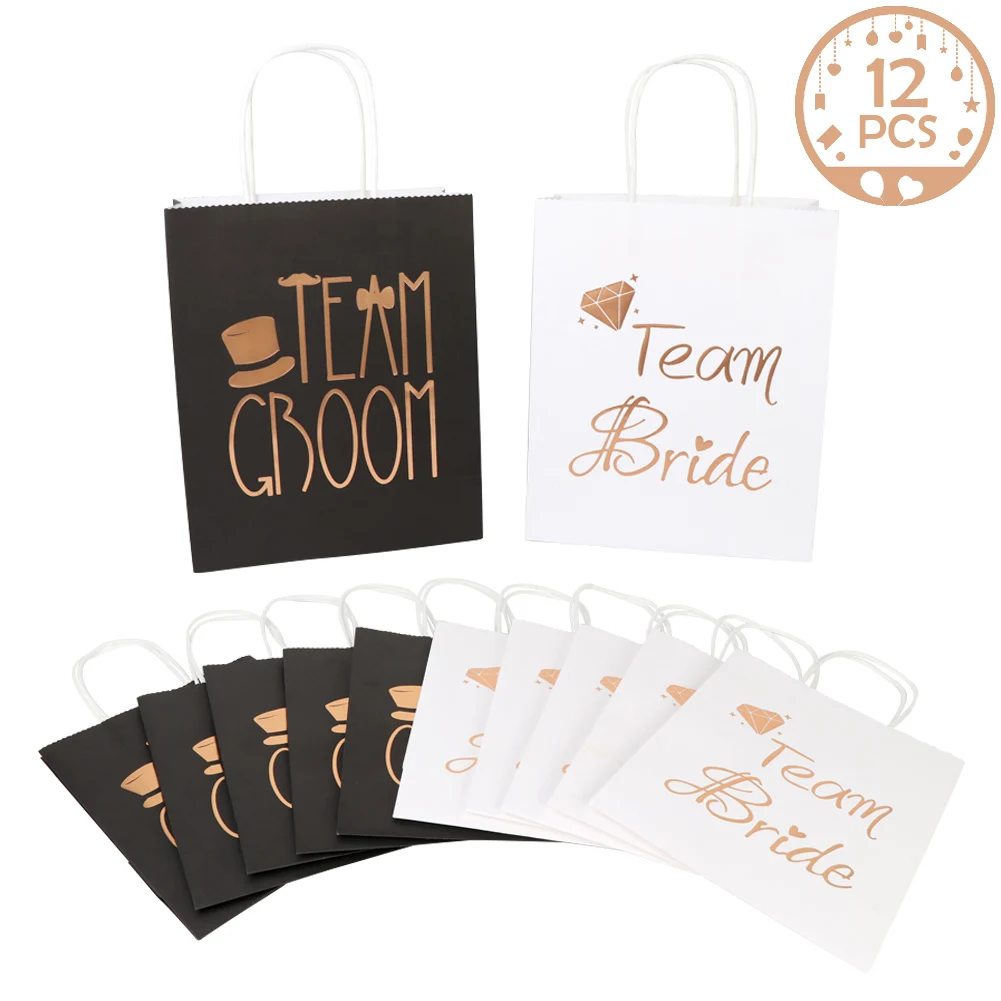 

OurWarm Wedding Gift Bags Party Supplies 12pcs Bridal Shower Bachelorette Party Favor Package Bags w/Handle Personization