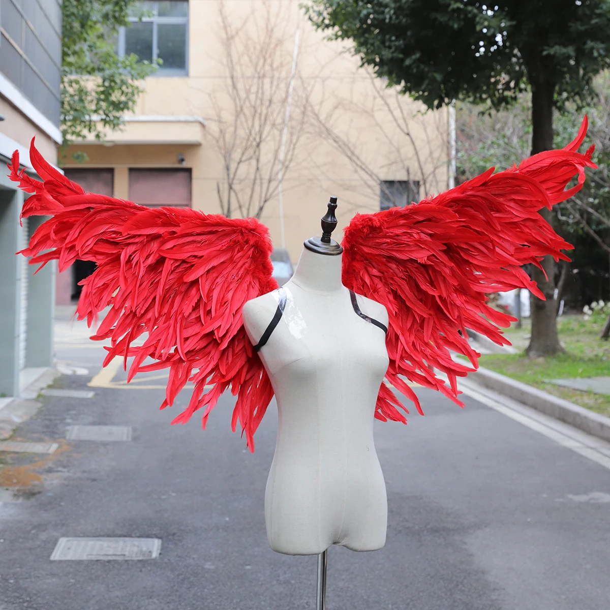 Fairy Bride Wedding Photography Cosplay Props Flame Red Large Angel Feather Wings Performance Props