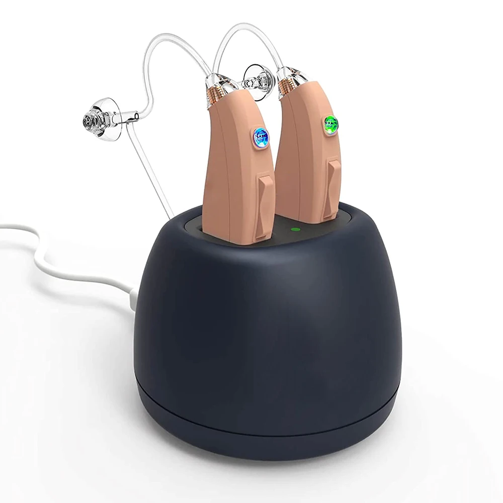 

Hot Sale Digital Rechargeable Magnetic Charging Base BTE Noise Cancellation Sound Amplification Hearing Aid For Seniors