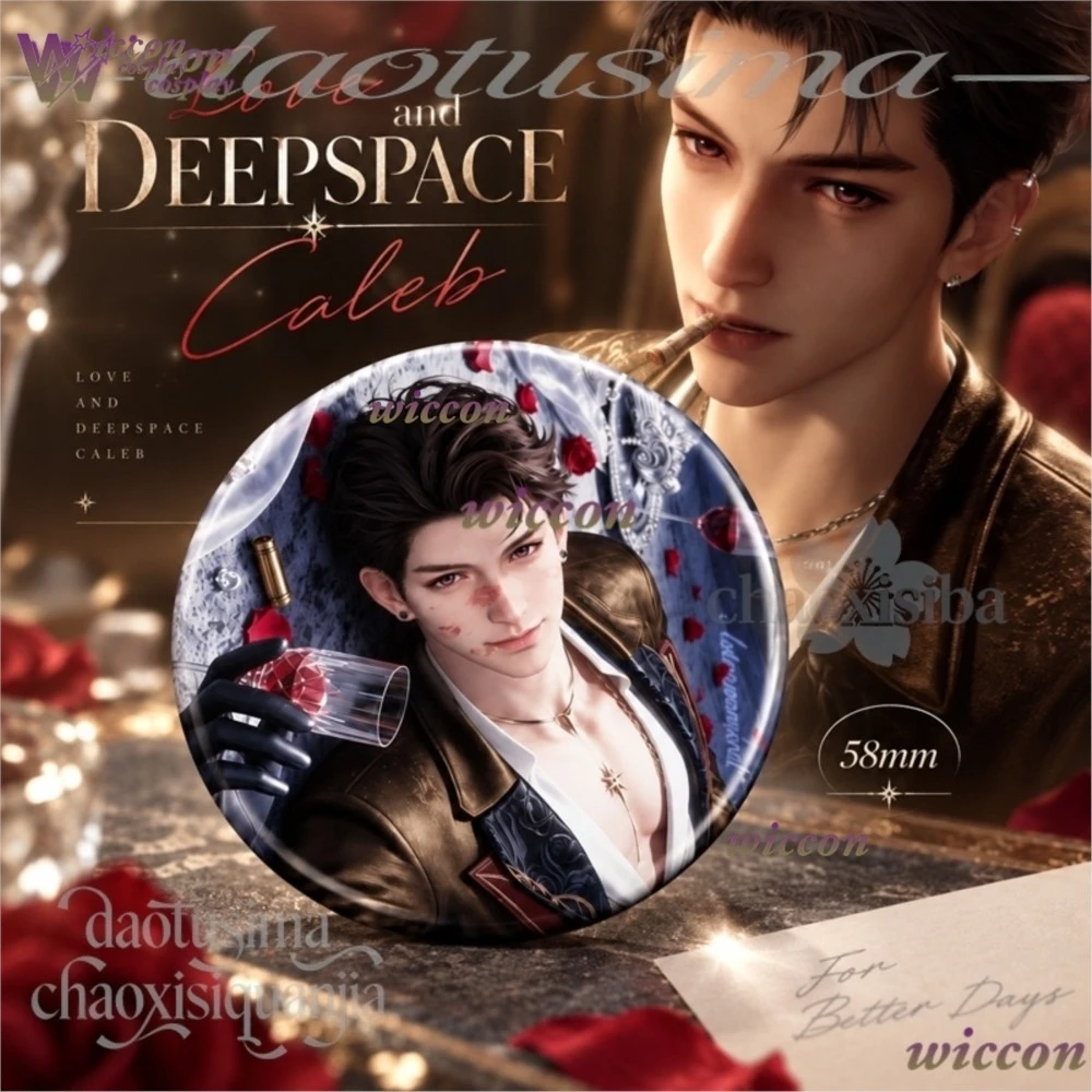 Ani Cos Caleb Pin Tinplate Round Brooch Cosplay Nijigen Otaku Culture Badge Love And Deepspace Event A Night That Never Ends