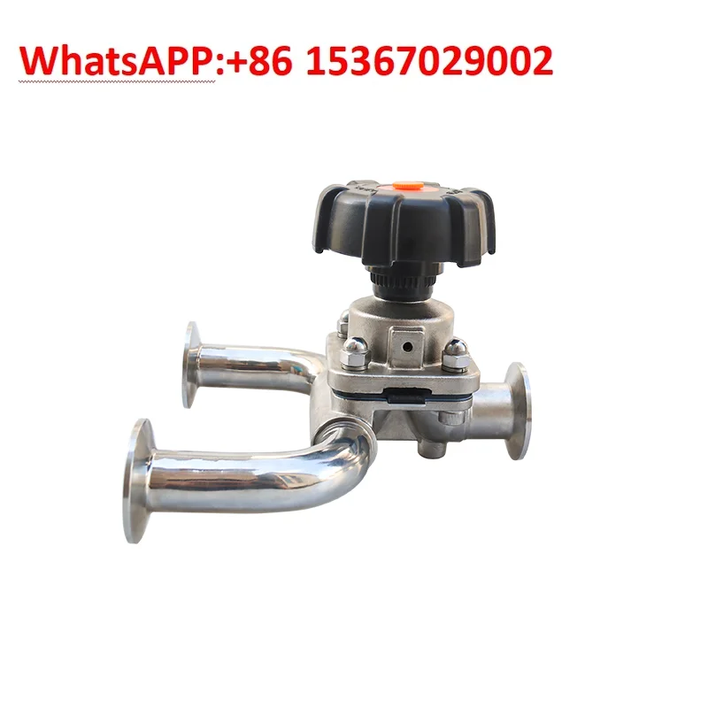 

Sanitary U-shaped integrated three-way diaphragm valve 316L stainless steel welded quick-loading no-residue 3DU valve