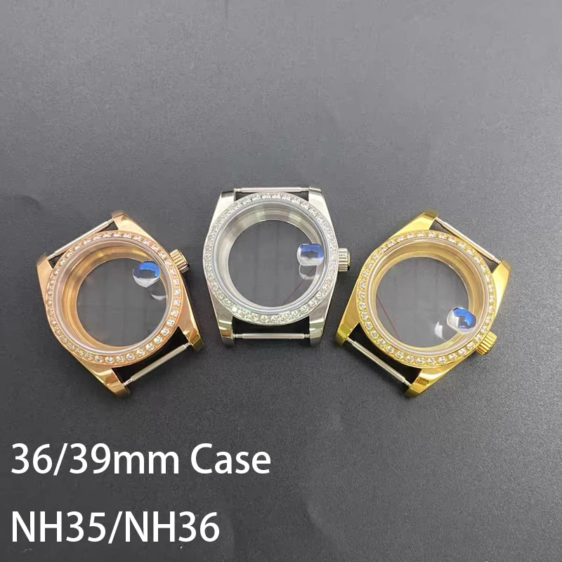 316L Stainless Steel 36mm/39mm Silver/Gold Classic Style Watch Diamond Case 28.5-29mm Dial Fit NH35/NH36/4R Movement