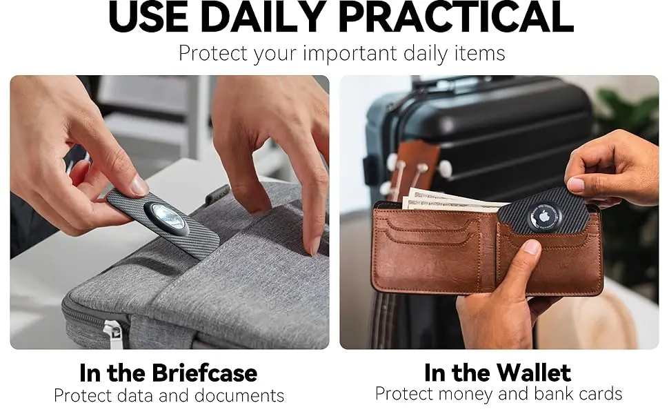 Eayburst AirTag Kartenhalter für Apple AirTag, Brieftaschen-Einsatz aus ultra-dünnem Carbonfaser, Kartenetui für Geldbörse und Rucksack – Detail 6