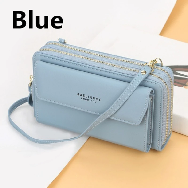 Damen Lange Geldbörse Koreanische Version Umhängetasche Doppelreißverschluss Große Kapazität Clutch-Tasche Schulter-Handtasche Damen Handytasche – Detail 10