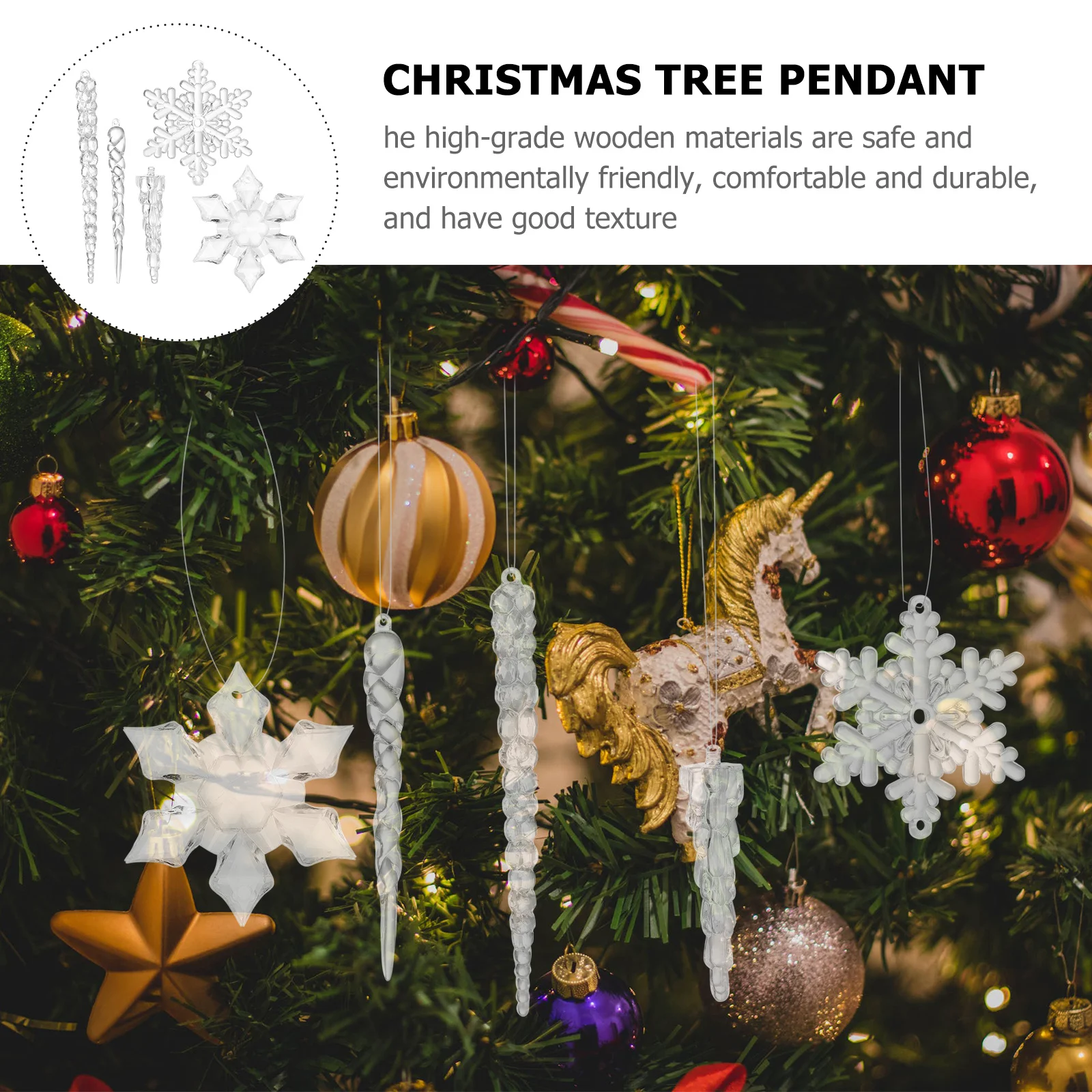 

19Pcs Christmas Tree Ornament Snowflake Hanging Decoration DIY Winter Party Hanging Decor Xmas Tree Pendant Holiday