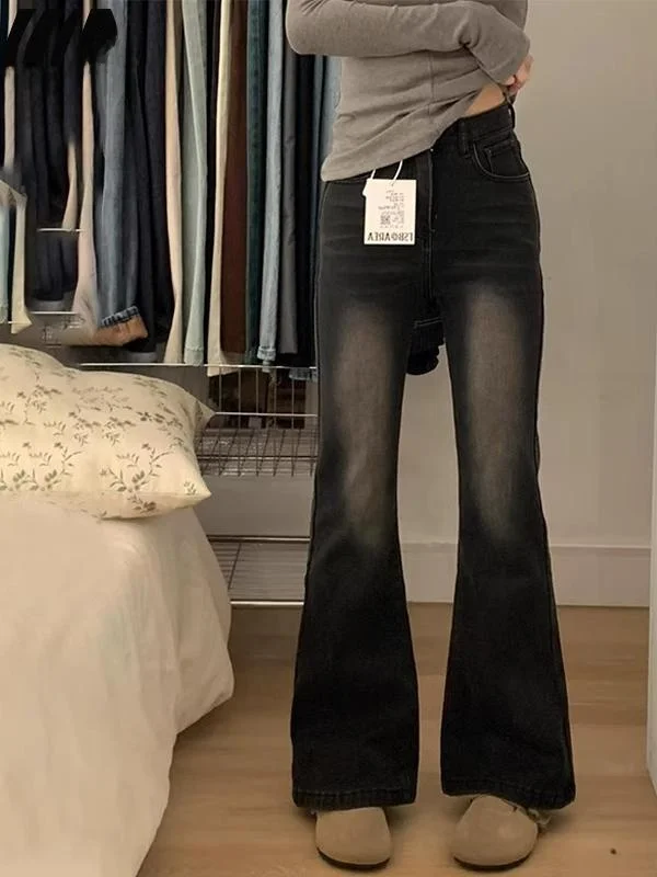 

Джинсы с высокой талией и расклешенными штанинами для женщин, весна-осень, новинка, большие размеры, нестандартные леггинсы, утягивающие брюки в пол