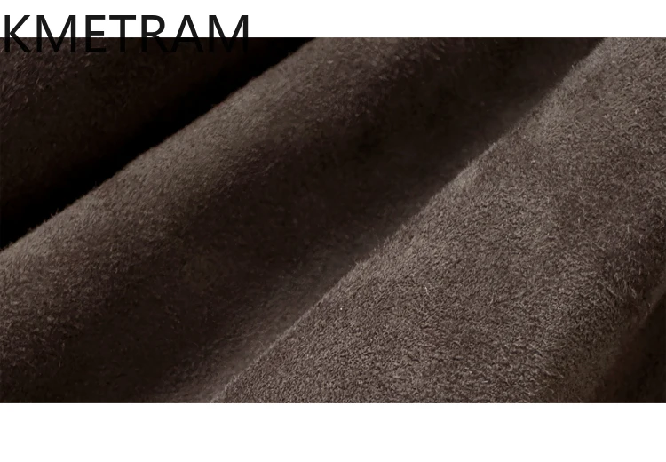 KMETRAM 100% Natural Sheepskin Reverse Suede Vest Mid Length Women Genuine Leather Jacket 2025 Autumn New Outerwears ropa mujer