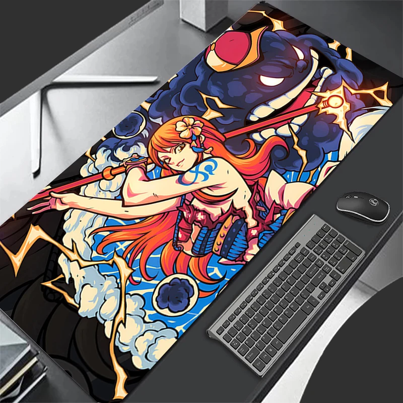 Extra Large Gaming Mouse Pad one piece Nami Computer Gamer Laptop Keyboard Carpet 900x400 Mouse Mat Non-Slip Rubber Table Rug