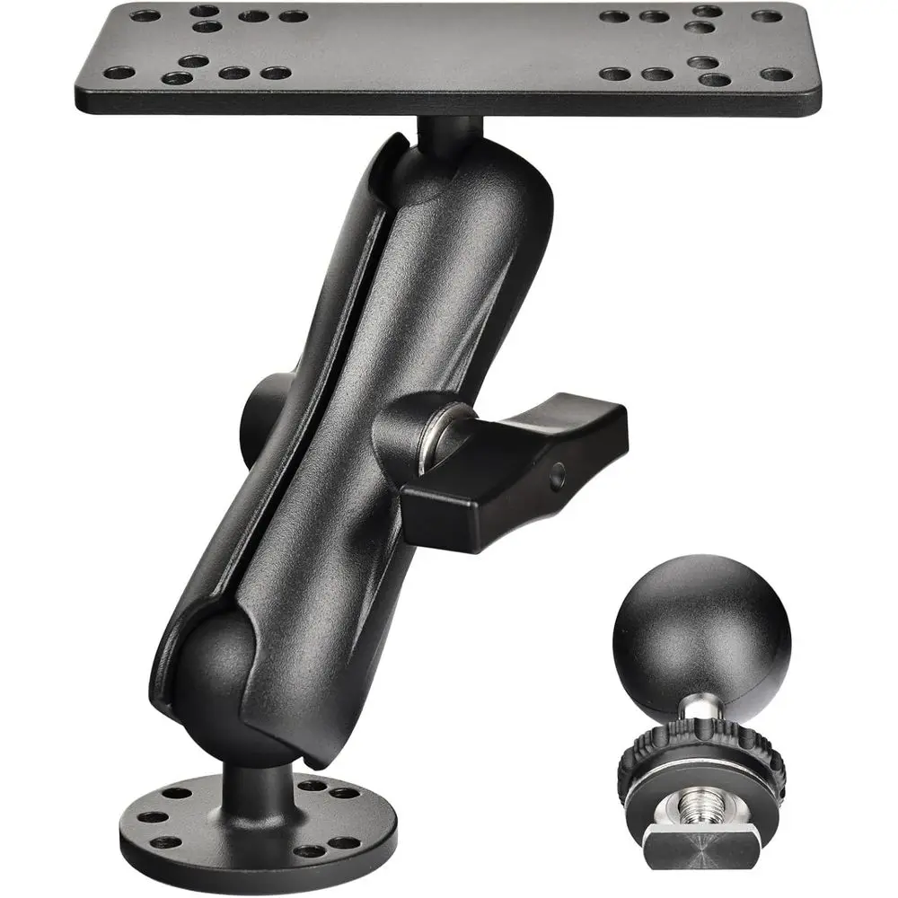 

Aluminum Fish Finder Mount, Marine Electronic Mount for Boat, C Size 1.5" Ball with T-Bolt Track Base, Compatible with Garmin, L