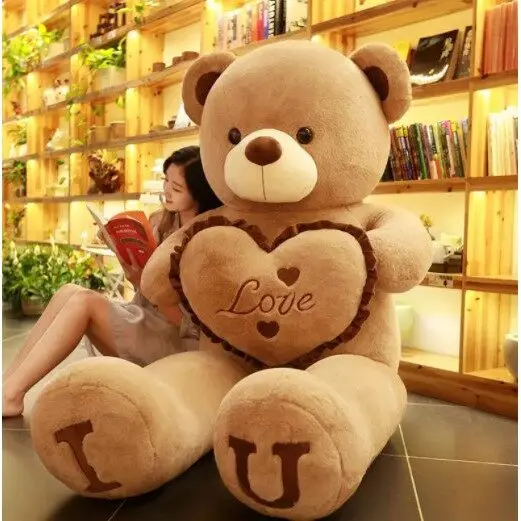80 100 cm große ICH LIEBE DICH Bär Herz Plüsch Spielzeug Schöne Gefüllte Weiche Kissen Puppe Kinder Spielzeug Geburtstag Freundin Valentinstag geschenk
