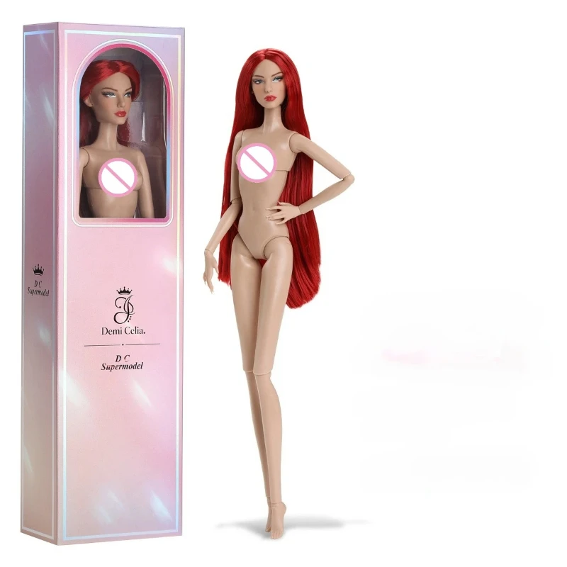 1 Pieces 32cm Cool Girl Doll Full Set Red Hair Super Model with Fashion Clothes Accessories