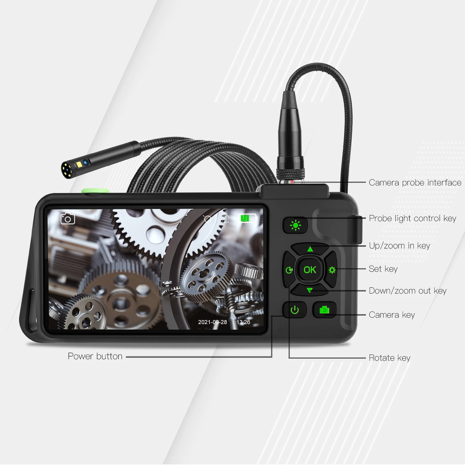 4.5Inch IPS Screen 5.5mm Dual Lens 2MP 1080P Industrial Endoscope CMOS Borescope Inspection Otoscope Camera Digital Microscope