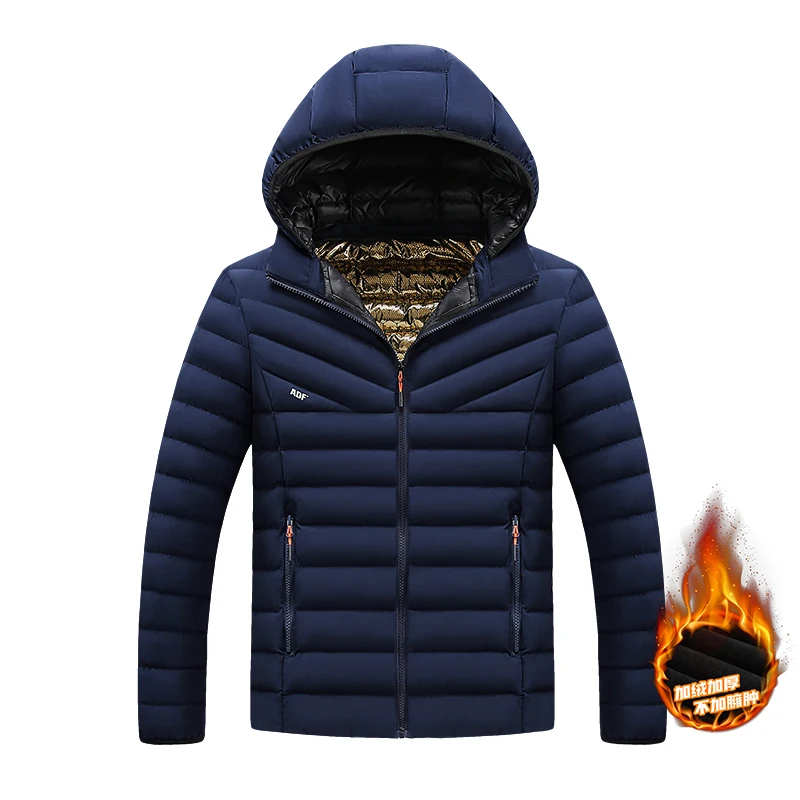 

Fashion Windproof and Versatile Parka Brand Men's Winter Cotton Coat with Plush Long Sleeved Jacket Detachable Cap Parka Coat