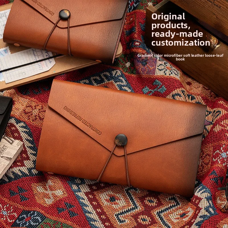 Microfiber Leather A6 Loose-Leaf Notebook High-Value Gradient Color Pocket A7 Small Notebook Soft Leather with Inner  Stationery