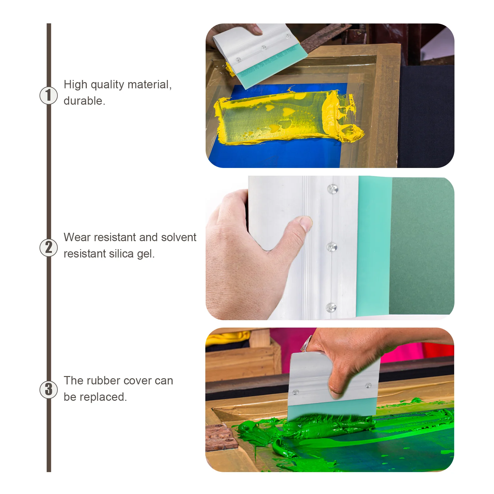 Screen Printing Ink Side Mirror Squeegee Scraper Supply Printmaking Supplies Rubber