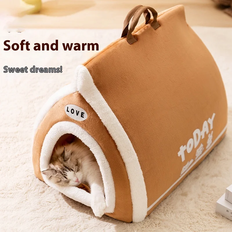 

Осенне-зимнее гнездо для домашних животных, тост, хлеб, открытый полузакрытый осенне-зимний теплый гнездо для кошек и собак, кровать для кошек, товары для домашних животных, оптовая продажа