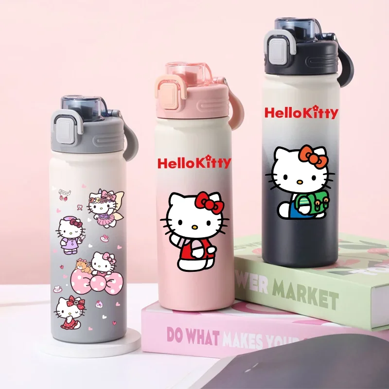 

Sanrio 580 мл Термос кружка Hello Kitty мультфильм 304 нержавеющая сталь портативная чашка для воды дорожная бутылка для воды женский подарок для детей