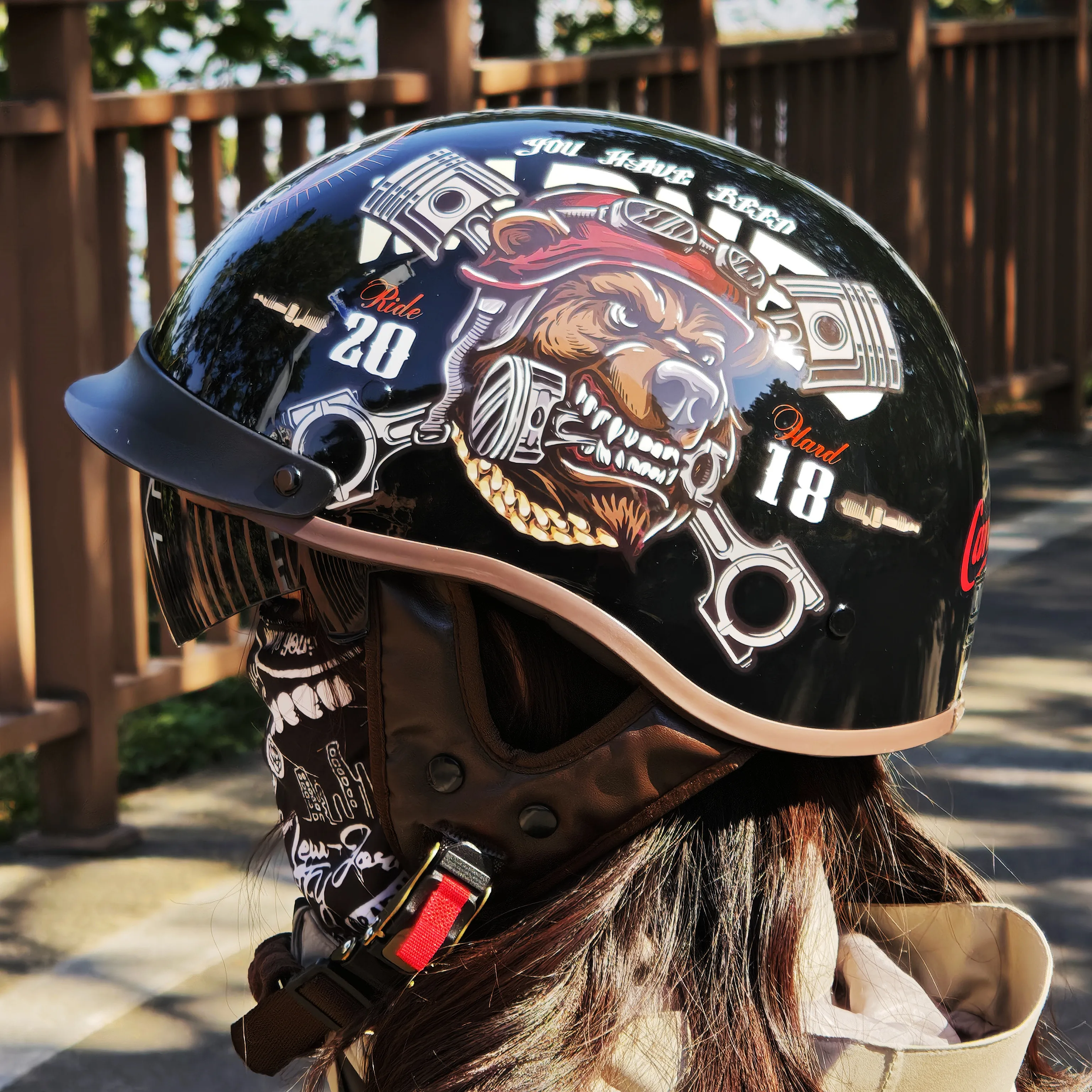 

Vintage Electric Bicycle Helmet Sunscreen Breathable Motorcycle Half Helmet Fall Prevention Safety Helmets for Men and Women Rid