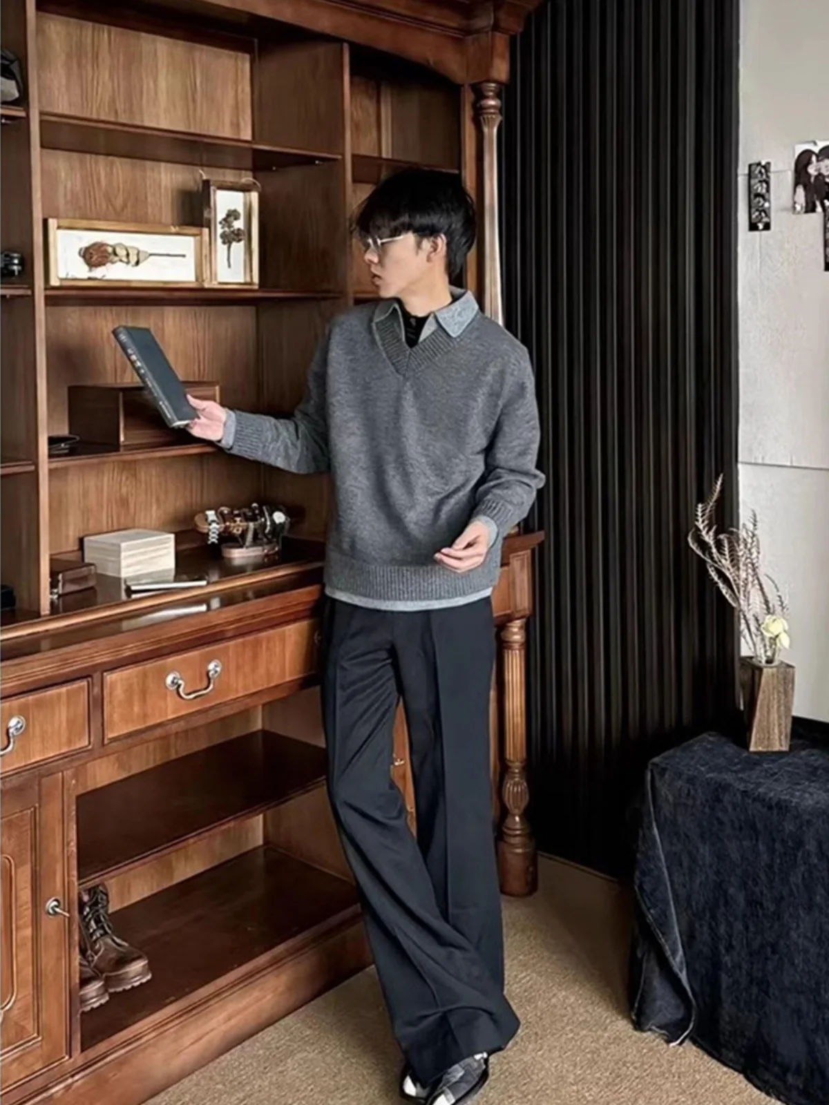 

Faionable V-Ne Knitted Sweater Trendy Luxury Autumn Winter New Arrival Youth Casual Long Sve Knitwear Classic Sle