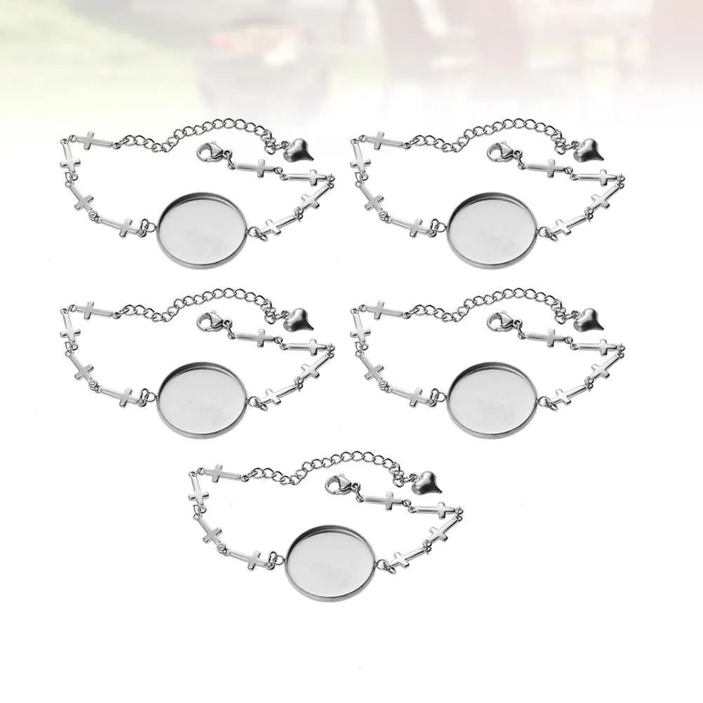 5Pcs Alloy Metal Tray Bracelets Handmade Exquisite Workmanship Retro Glossy Bracelet for Men Women Colleagues Students Daily Use