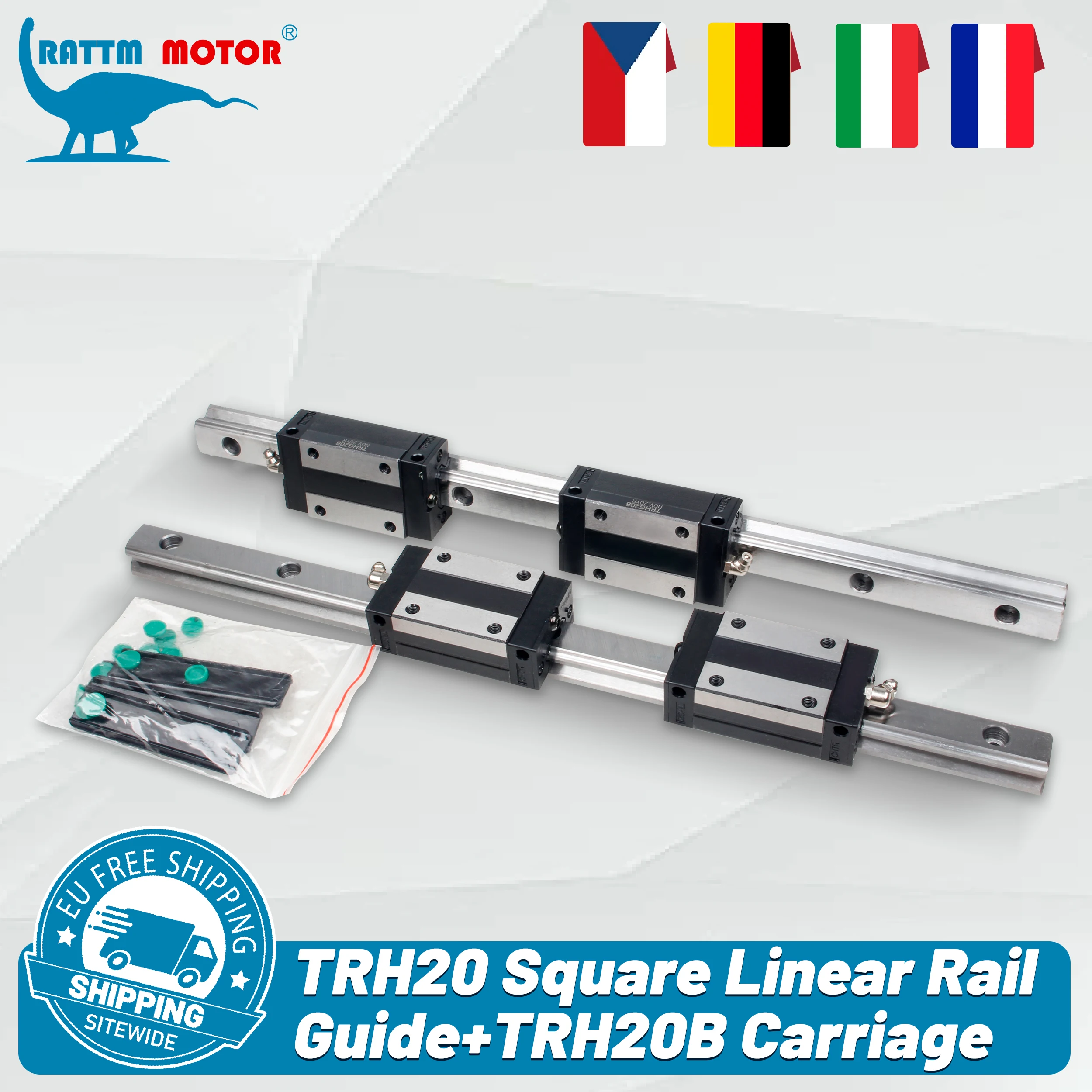【ضريبة القيمة المضافة المجانية في الاتحاد الأوروبي】السكك الحديدية الدقيقة 2 قطعة دليل خطي TRH20 + 4 قطعة كتل TRH20B L 500 مم 800 مم 1000 مم لآلة نقش جهاز التوجيه باستخدام الحاسب الآلي