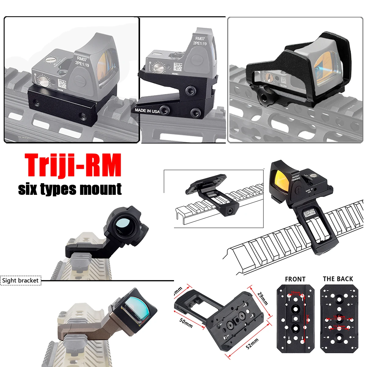 

Mini MR RM Holographic Raiser Bracket Metal Red Dot Sight Scope Offset 30/45 Degree Side Mount Optics Mounting Base Accessories