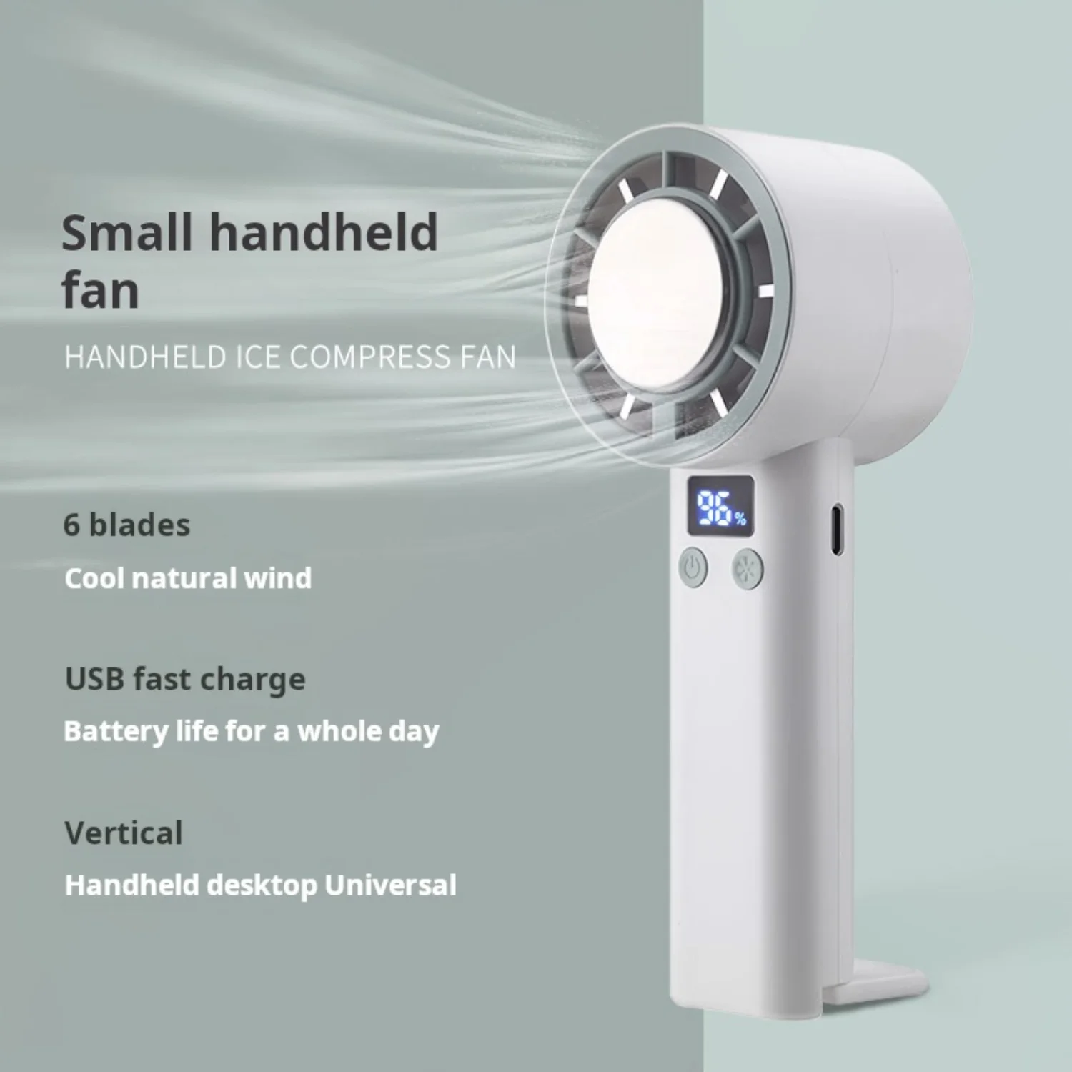 Ventilador de refrigeración de 100 niveles de velocidad Variable Mini Turbo de mano modelo 2025 con función de enfriamiento de hielo