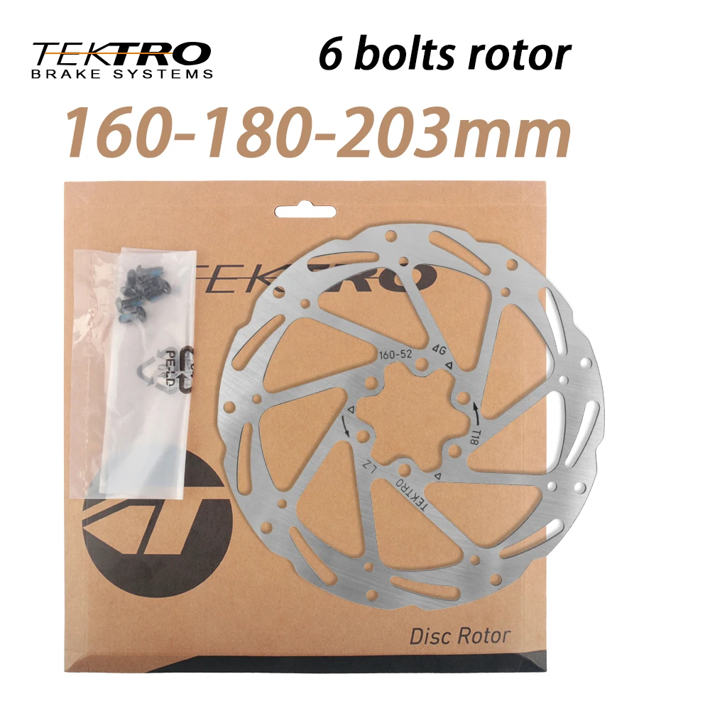 Tektro MTB Hydraulic Disc Brake Rotor 160mm 180mm 203mm Bicycle Discs 6 Bolts Road Bike Rotors TR160-52 TR180 TR203 Cycling Part