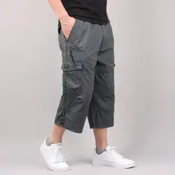 Men's Cargo Shorts Summer Loose Casual Pants Elastic Waist Large Size Outdoor Jogging Sweatpants Trend Multi Pockets