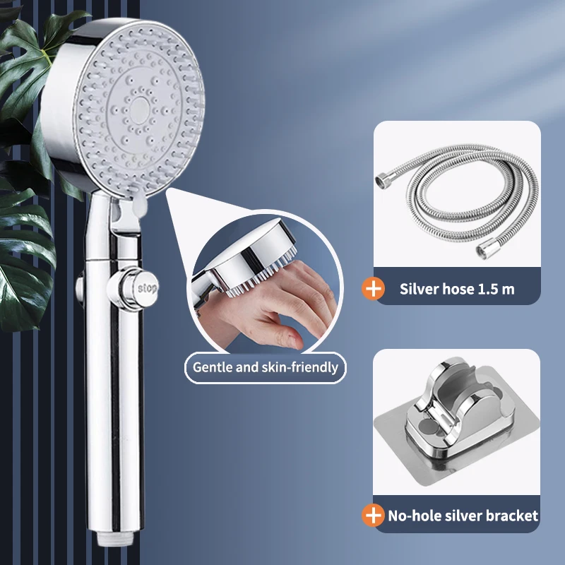 

Rainflower Showerhead Set with Soft Rain Spray Pattern High-Pressure Chrome-Finish Water Faucet for Bathroom Heater Apartments
