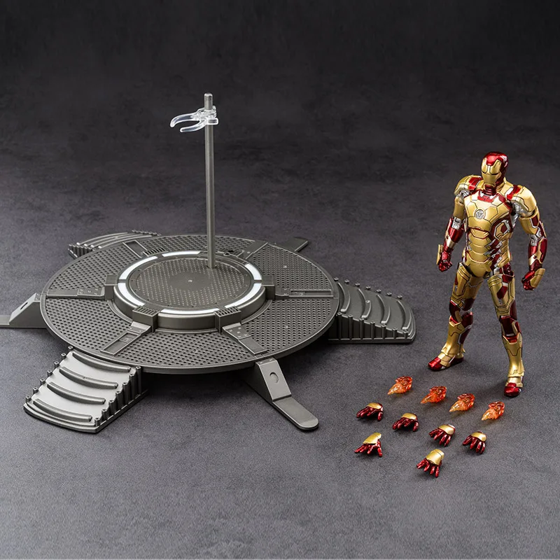 7-calowa figurka LED ZDTDS Iron Man 3 MK42, duża platforma, figurka akcji, lalka filmowa Tony Stark, ruchome stawy, model, prezent urodzinowy