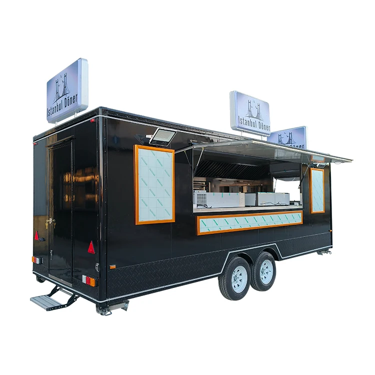 Customized Double Axle Large Food Truck Bbq Food Trailers Fully Equipped Street Mobile Food Cart For Sale In Germany