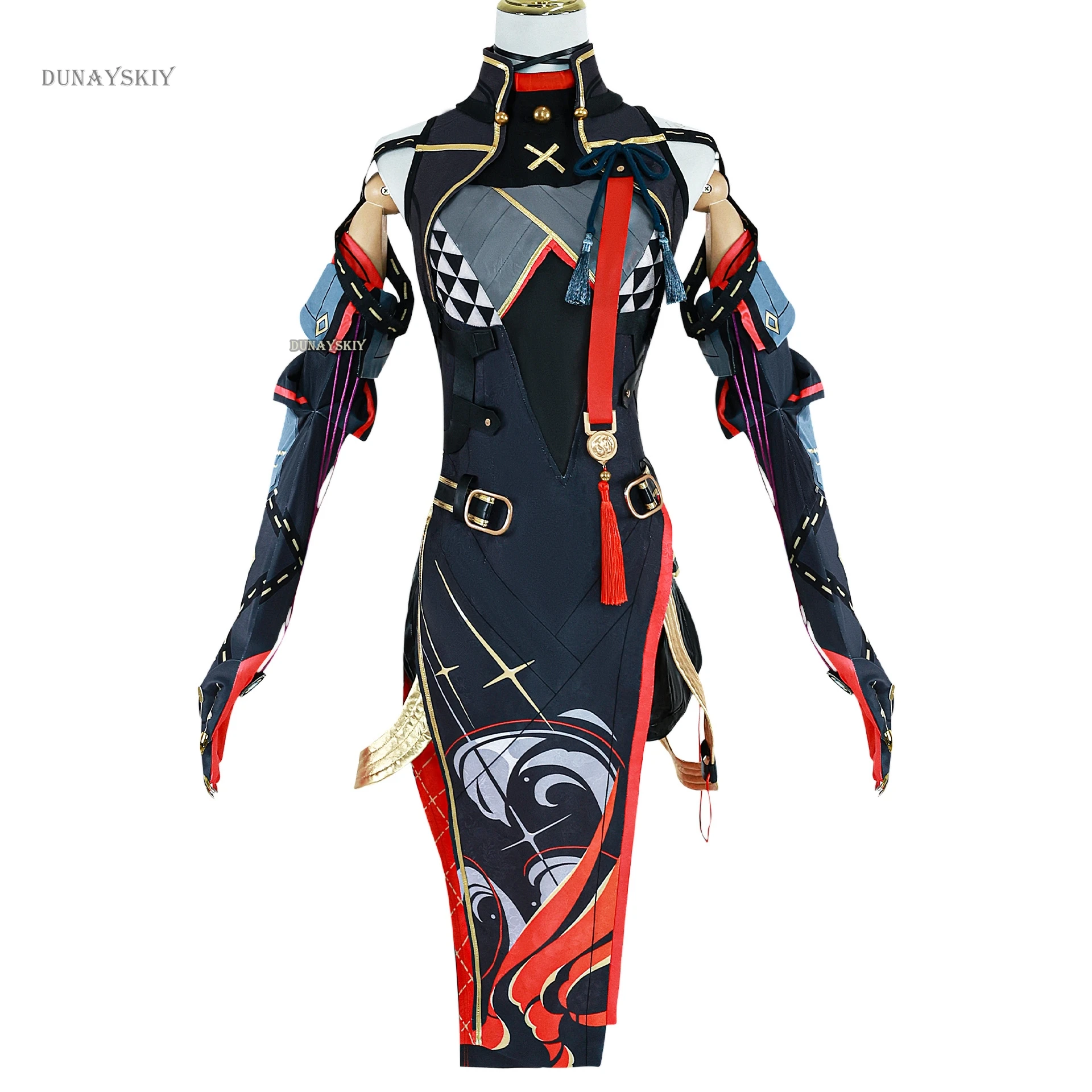 Wuthering Waves Yinlin Cosplay Kostüm Perücke Kleid Ohren Ohrringe Kopfbedeckung Tattoo Aufkleber Electro Congenital Resonator Jinzhou Cos