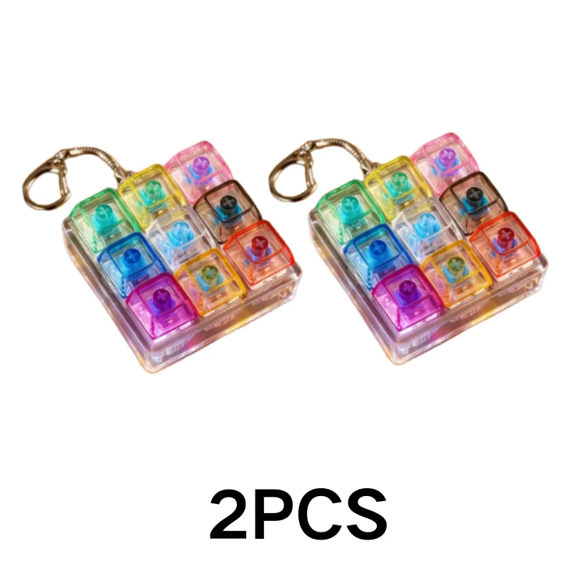 2027 LED Light-Up Keychain Keyboard Clickable Button Fidget Toy for Stress Anxiety Relief Portable Desk Accessory Christmas Gift