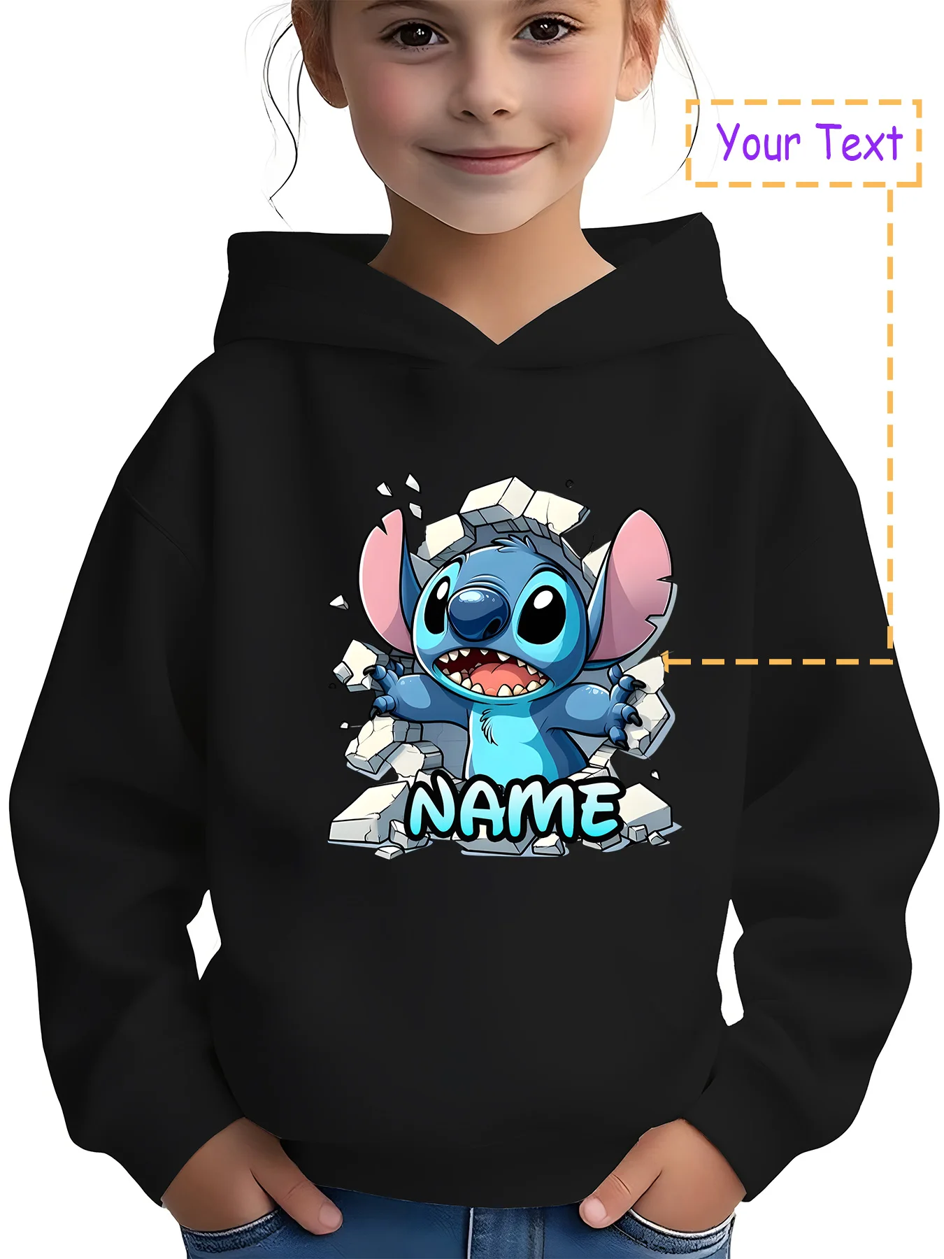 

MINISO Breaking Wall Stitch Hoodie - Stitch breaks through the wall, a fun and quirky look, perfect for everyday cuteness or out