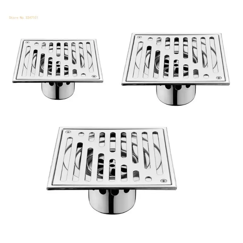 Stainless Steel Shower Square Drain Plug Cover Trap Anti-Odor Bathroom Floor Strainer Grate Waste Tile Insert Anti Sink Dropship