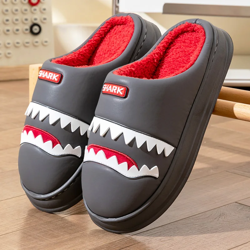 

Pmoiste Cute Embroider Slippers For Men Cushion Platform House Shoes Durable Comfortable Warm Living Room Slip-on Winter Indoor