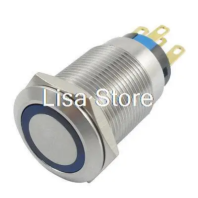 

Кнопочный переключатель из нержавеющей стали SPDT с плоской головкой синего света, 220 В
